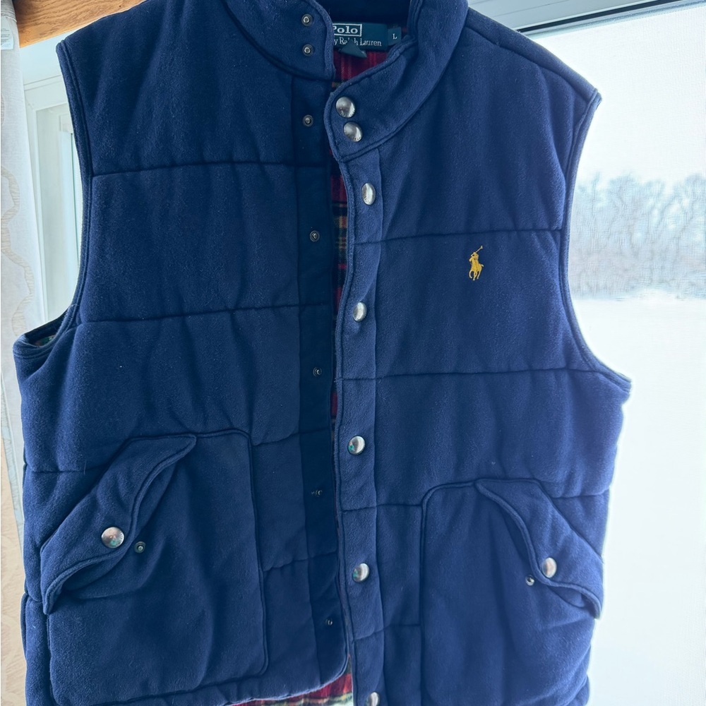 Ralph Lauren Navy Blue Vest with Gold Logo